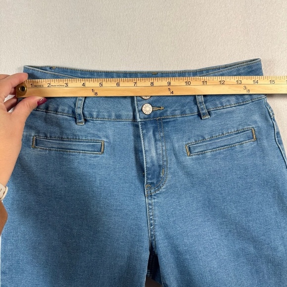 Sidefeel Jeans Womens 6 Blue Wide Leg High Rise Medium Wash Stretch - Picture 5 of 11